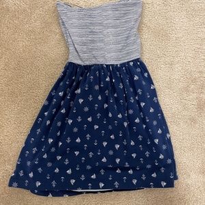 Strapless Nautical Navy Dress size M